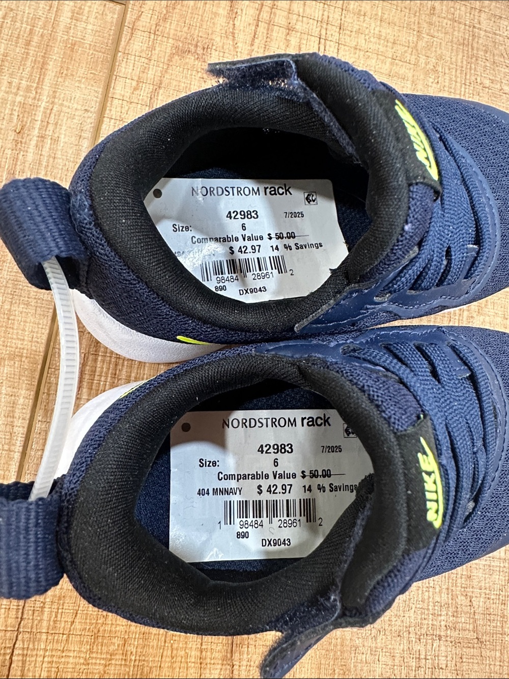 Nike Kids Navy Sneakers with Neon Yellow Logo - Picture 6 of 6